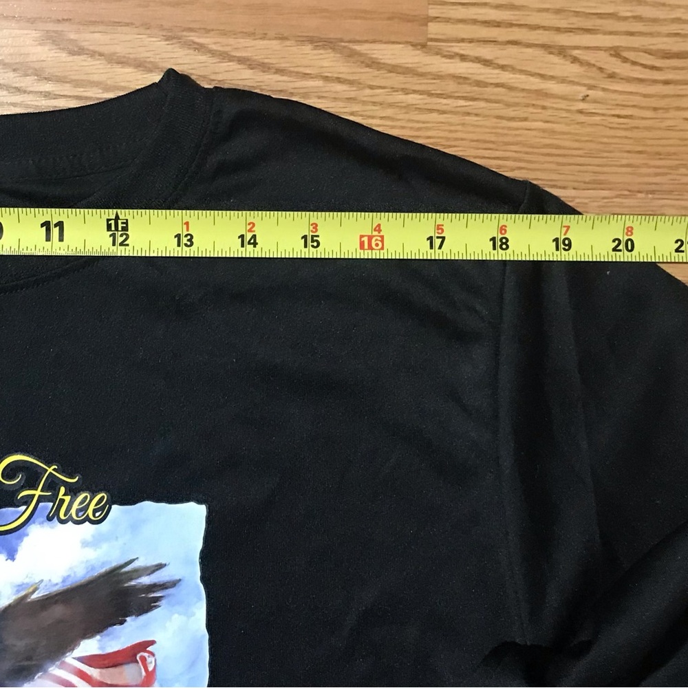 Home of the Free USA Flag Logo Shirt Long Sleeve Black Performance Dr-Fit - Picture 7 of 9